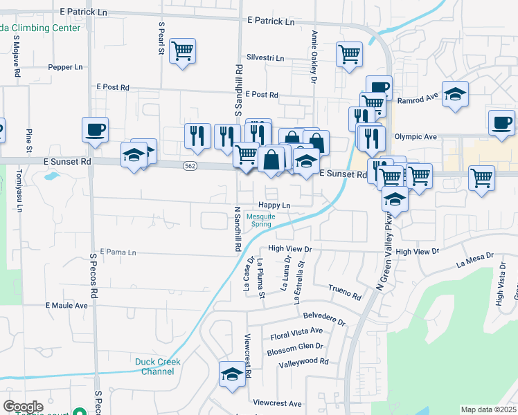 map of restaurants, bars, coffee shops, grocery stores, and more near 3854 East Stadium Avenue in Las Vegas