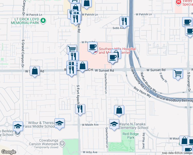 map of restaurants, bars, coffee shops, grocery stores, and more near 9274 Innot Avenue in Las Vegas