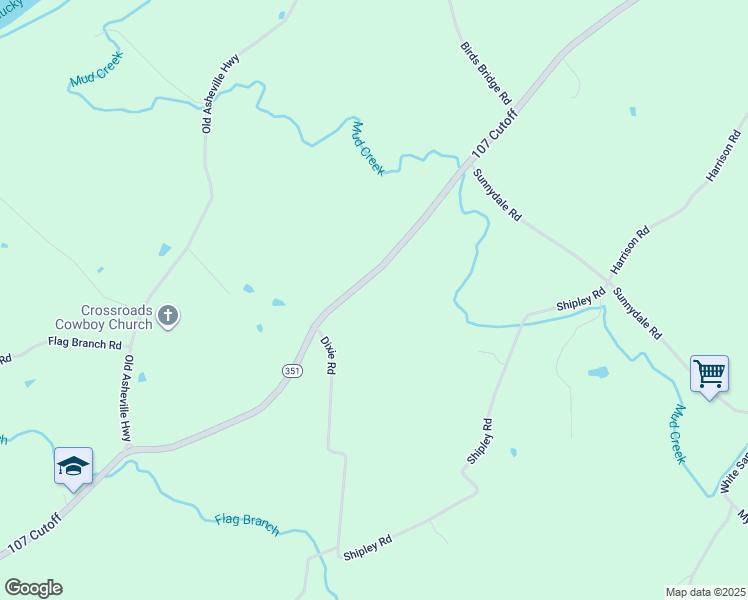 map of restaurants, bars, coffee shops, grocery stores, and more near 8825 Tennessee 107 Cutoff in Greeneville