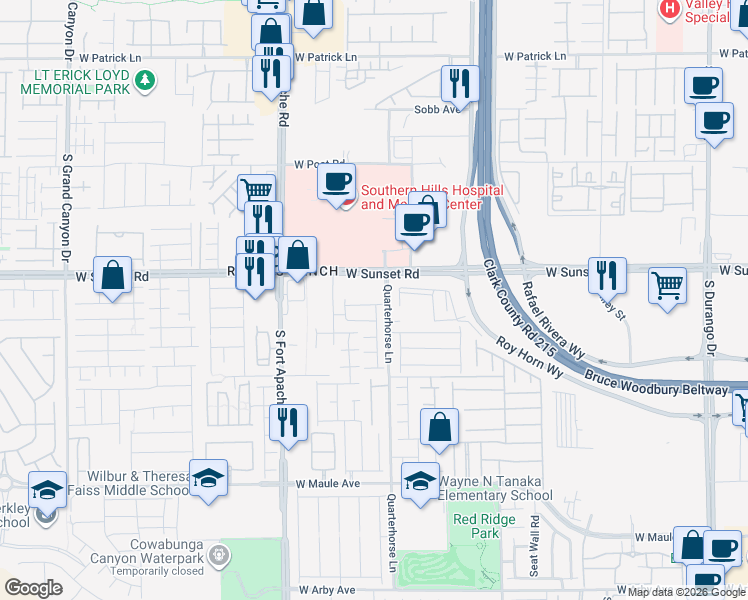 map of restaurants, bars, coffee shops, grocery stores, and more near 9220 Innot Avenue in Las Vegas