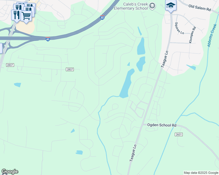 map of restaurants, bars, coffee shops, grocery stores, and more near 1680 Pine Tree Lane in Kernersville
