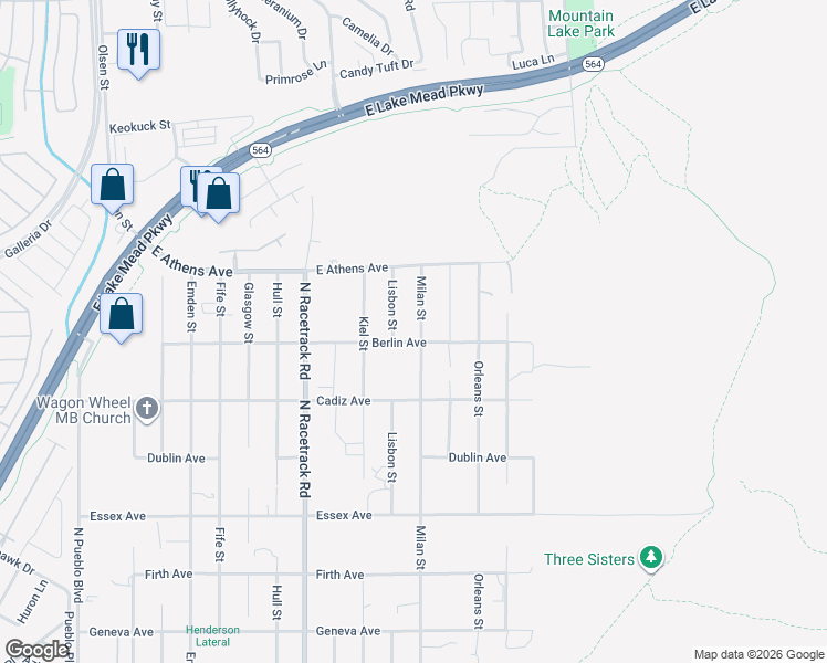 map of restaurants, bars, coffee shops, grocery stores, and more near 724 Milan Street in Henderson