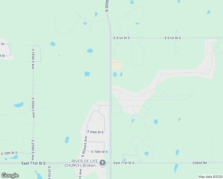 map of restaurants, bars, coffee shops, grocery stores, and more near 30550 East 65th Street South in Broken Arrow