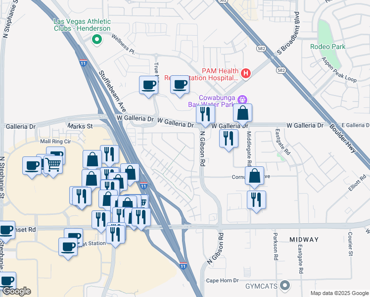 map of restaurants, bars, coffee shops, grocery stores, and more near 759 Crimson Peak Place in Henderson