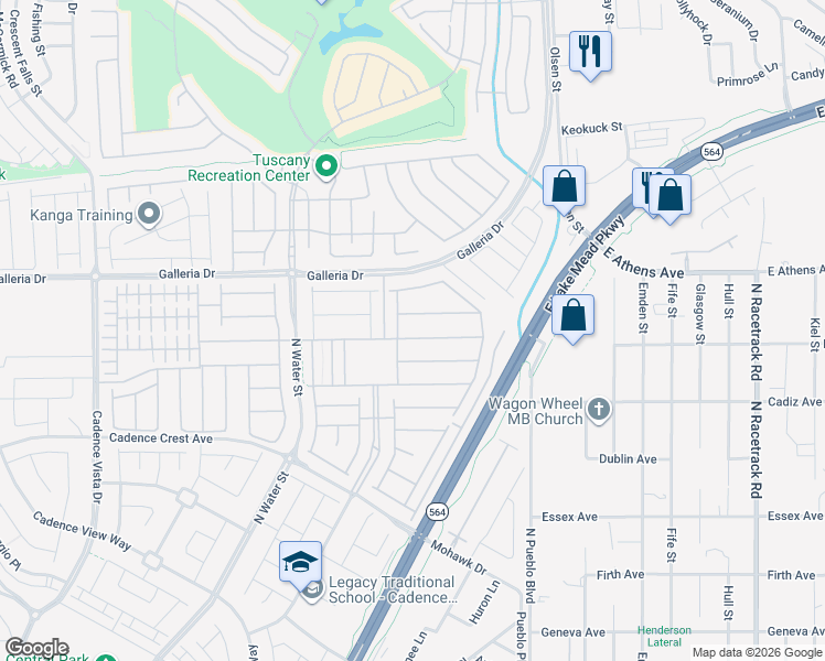 map of restaurants, bars, coffee shops, grocery stores, and more near 480 Heritage Bridge Ave in Henderson