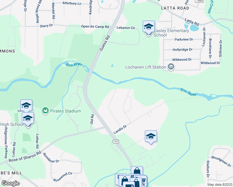 map of restaurants, bars, coffee shops, grocery stores, and more near 4118 Chaucer Drive in Durham