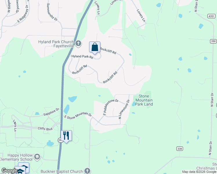 map of restaurants, bars, coffee shops, grocery stores, and more near 565 North Woodview Drive in Fayetteville