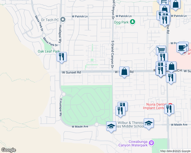 map of restaurants, bars, coffee shops, grocery stores, and more near 6587 Escalante Route Court in Las Vegas
