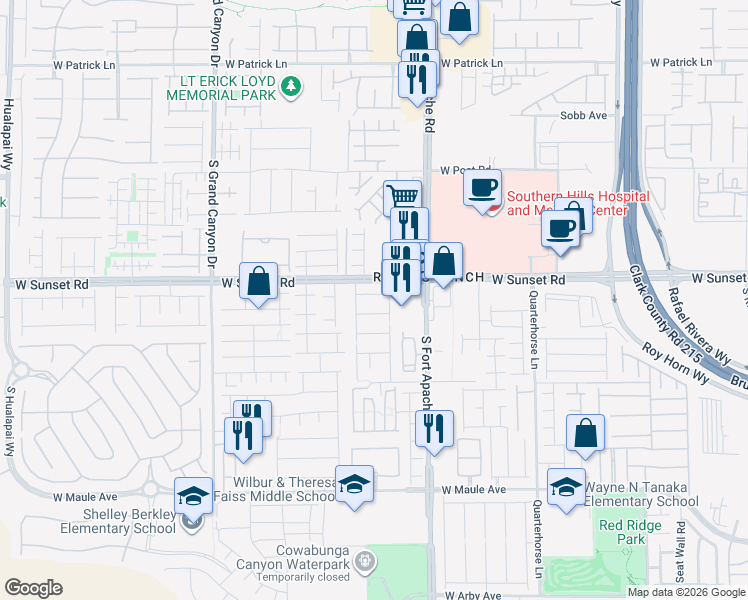 map of restaurants, bars, coffee shops, grocery stores, and more near 9499 Brewing Cloud Avenue in Las Vegas