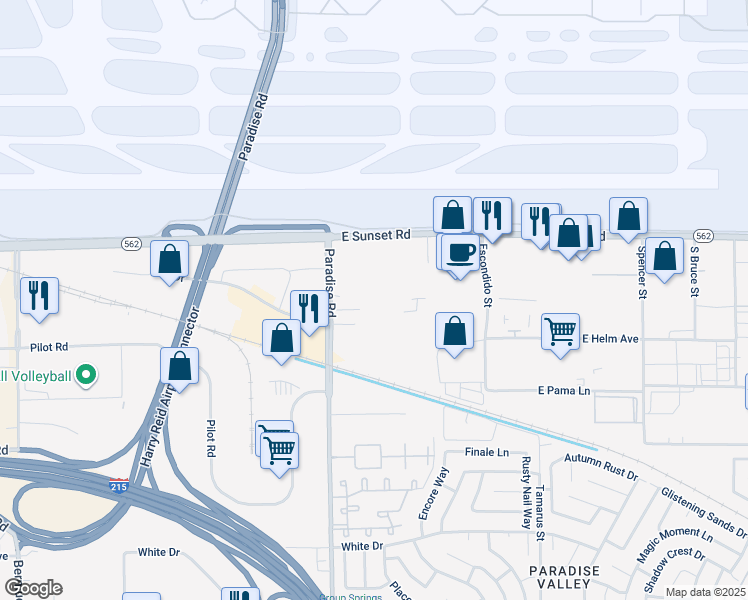 map of restaurants, bars, coffee shops, grocery stores, and more near in Las Vegas