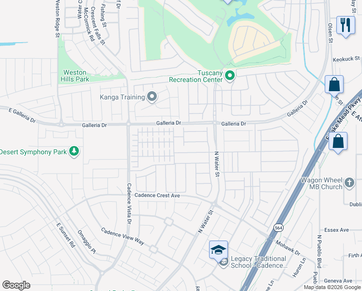 map of restaurants, bars, coffee shops, grocery stores, and more near 316 Heritage Bridge Avenue in Henderson
