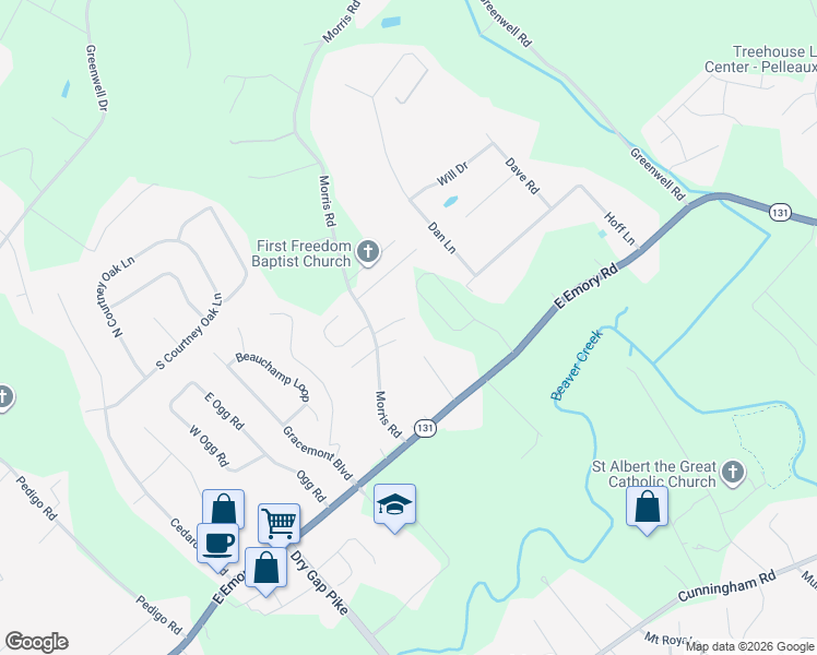 map of restaurants, bars, coffee shops, grocery stores, and more near 1914 Fairdale Way in Knoxville