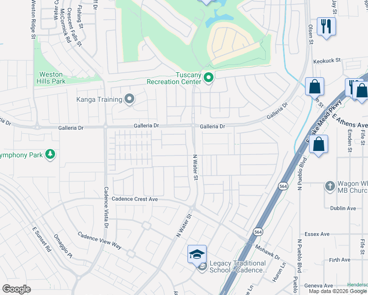 map of restaurants, bars, coffee shops, grocery stores, and more near 349 Gillespie Glen Avenue in Henderson