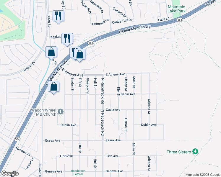 map of restaurants, bars, coffee shops, grocery stores, and more near 728 Kiel Street in Henderson