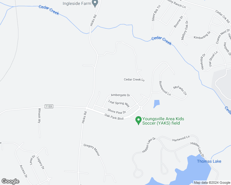 map of restaurants, bars, coffee shops, grocery stores, and more near 135 Ambergate Drive in Youngsville