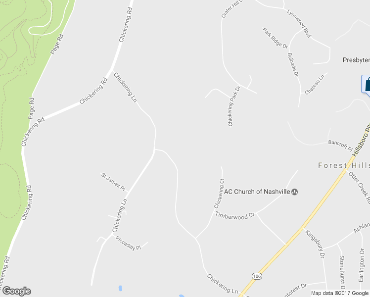 map of restaurants, bars, coffee shops, grocery stores, and more near 2312 Chickering Lane in Nashville