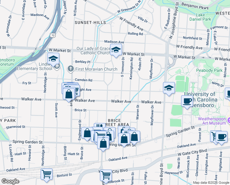 map of restaurants, bars, coffee shops, grocery stores, and more near 2009 Wright Avenue in Greensboro
