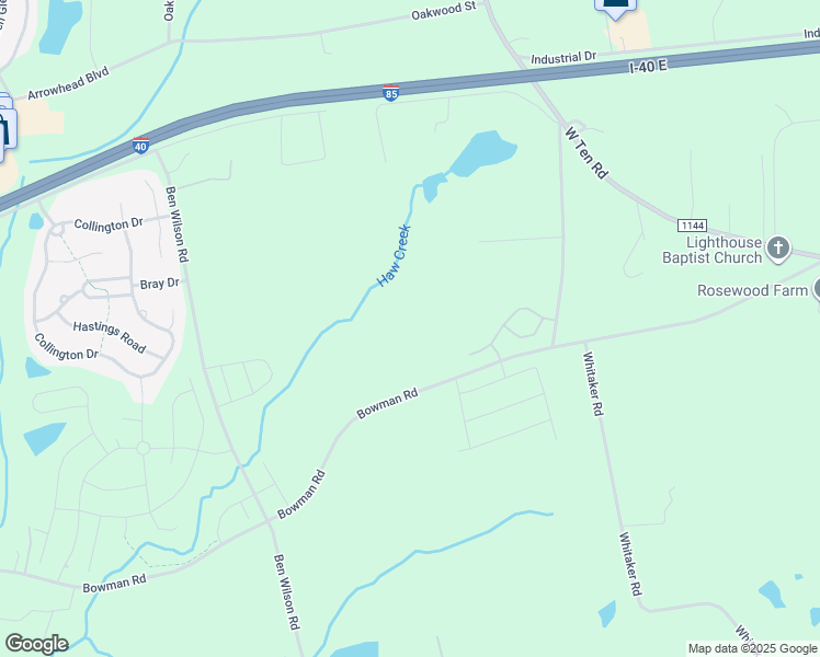 map of restaurants, bars, coffee shops, grocery stores, and more near 7301 Bowman Road in Mebane