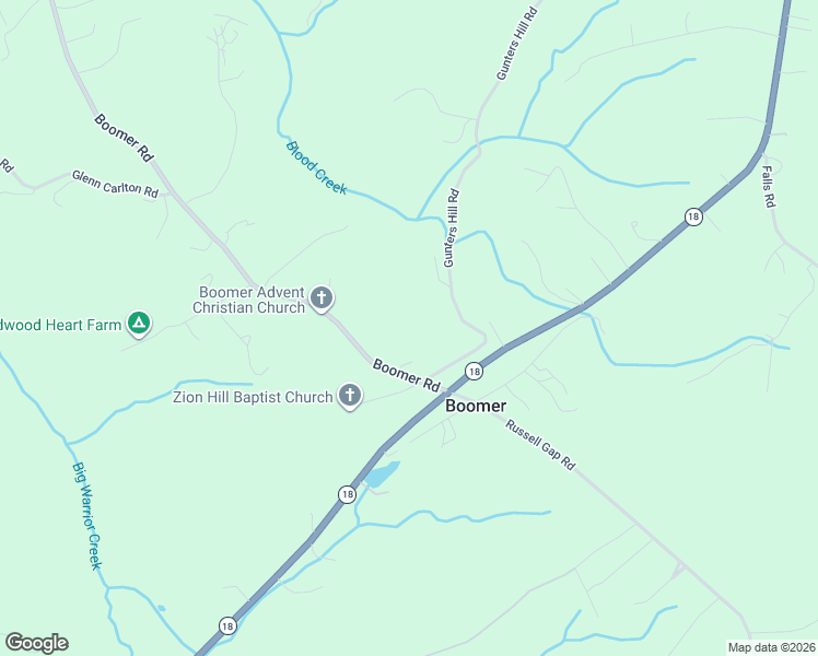 map of restaurants, bars, coffee shops, grocery stores, and more near 1824 Gunters Hill Road in Boomer