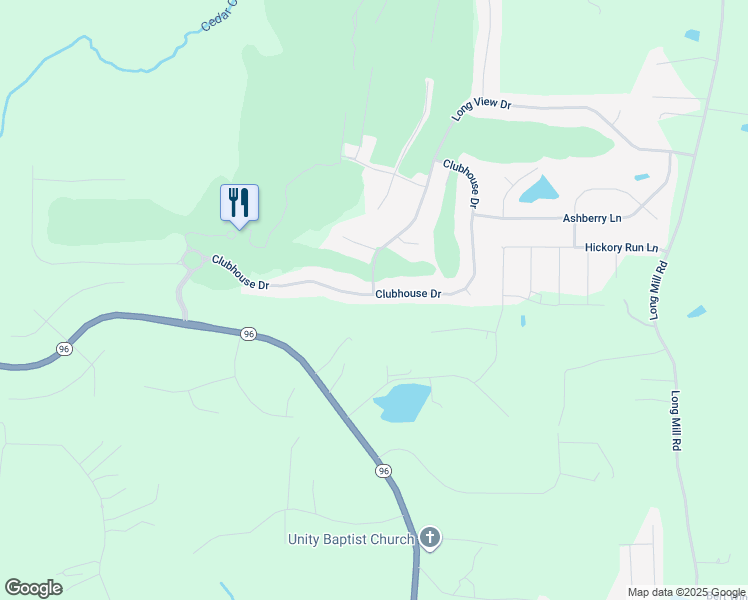map of restaurants, bars, coffee shops, grocery stores, and more near 445 Clubhouse Drive in Youngsville