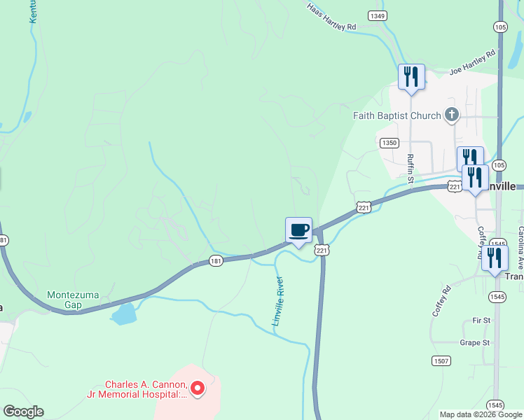 map of restaurants, bars, coffee shops, grocery stores, and more near 290 Henley Ln in Newland