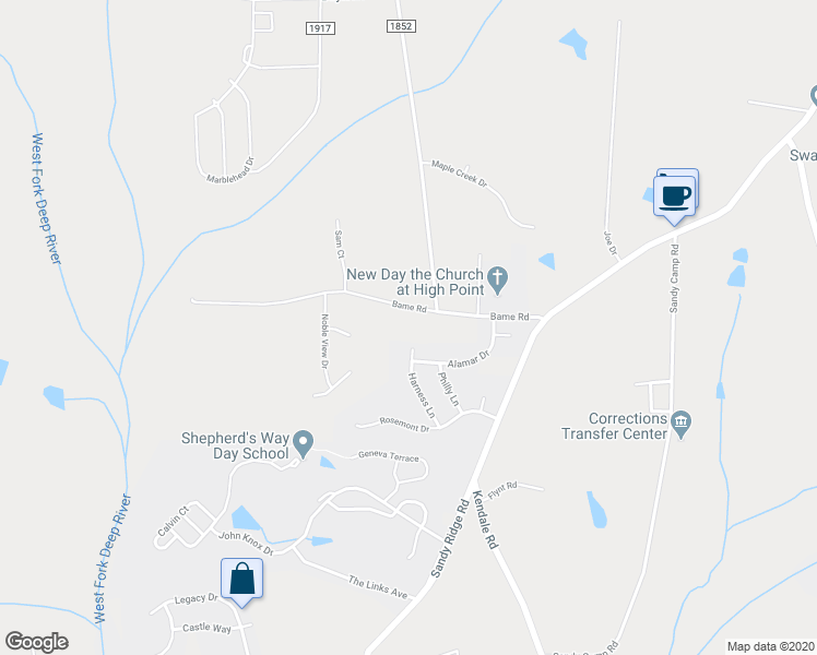 map of restaurants, bars, coffee shops, grocery stores, and more near 8707 Bame Road in Colfax