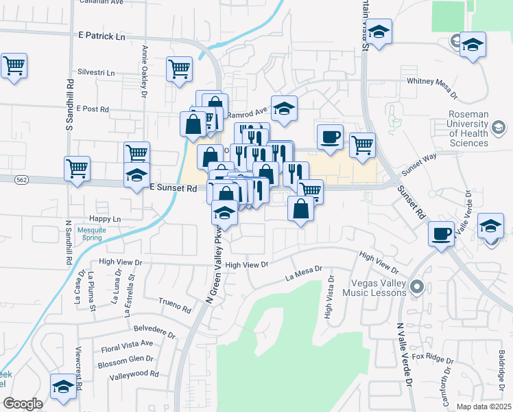map of restaurants, bars, coffee shops, grocery stores, and more near in Henderson