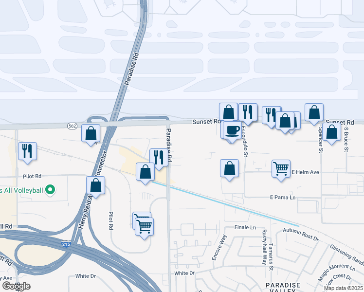map of restaurants, bars, coffee shops, grocery stores, and more near in Las Vegas
