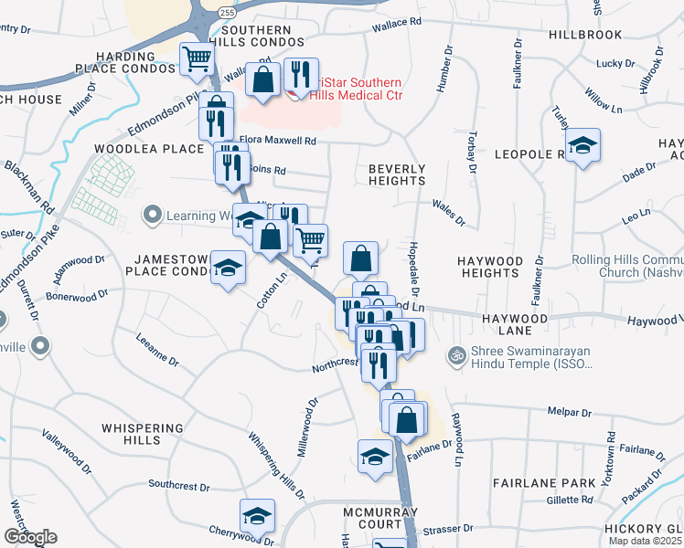 map of restaurants, bars, coffee shops, grocery stores, and more near 4612 U.S. 41A in Nashville