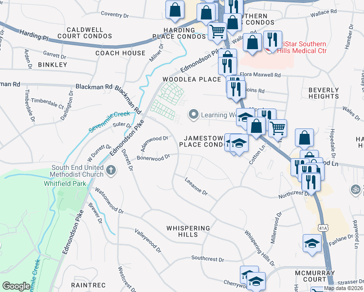 map of restaurants, bars, coffee shops, grocery stores, and more near in Nashville