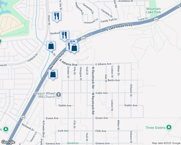map of restaurants, bars, coffee shops, grocery stores, and more near 728 Kiel Street in Henderson