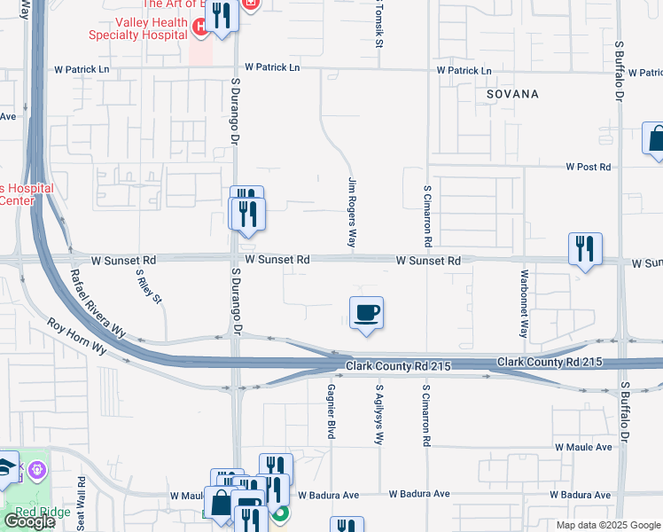 map of restaurants, bars, coffee shops, grocery stores, and more near Gagnier Boulevard in Spring Valley