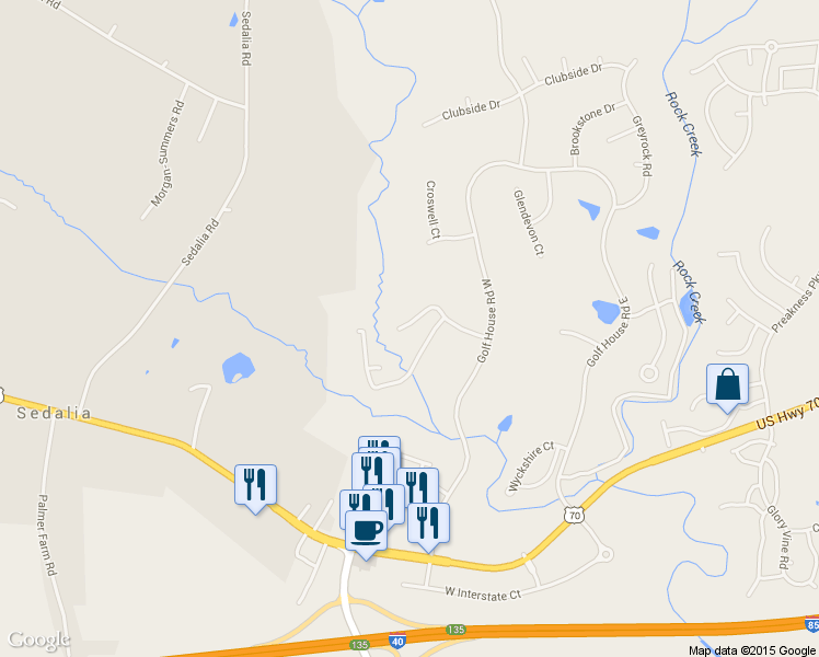 map of restaurants, bars, coffee shops, grocery stores, and more near 6304 Double Eagle Drive in Whitsett