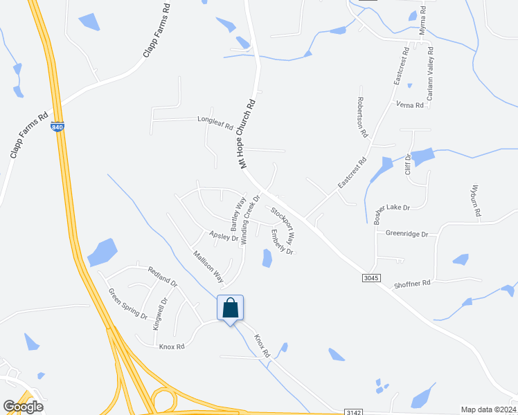 map of restaurants, bars, coffee shops, grocery stores, and more near 802 Stockport Way in McLeansville