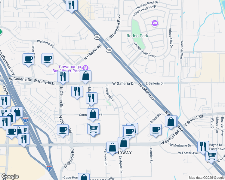map of restaurants, bars, coffee shops, grocery stores, and more near 778 Easter Lily Place in Henderson