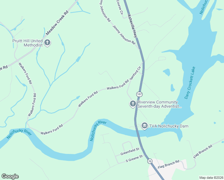 map of restaurants, bars, coffee shops, grocery stores, and more near 181 Walkers Ford Road in Greeneville