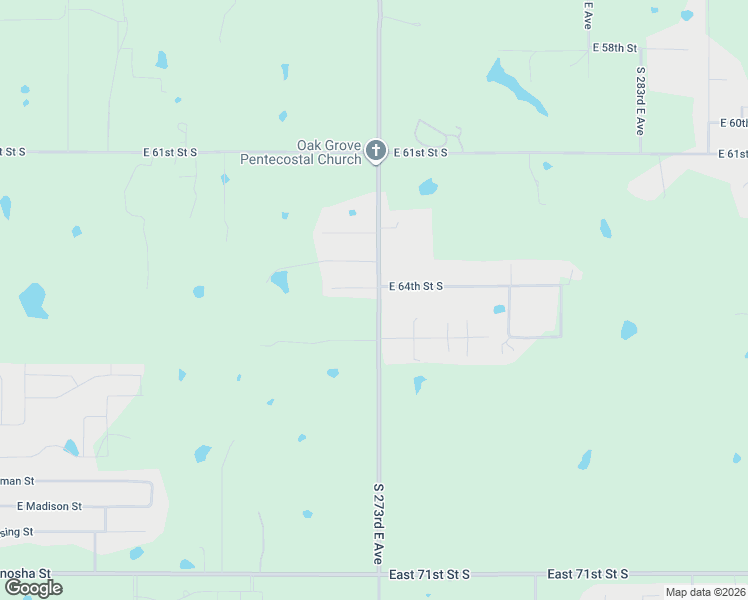 map of restaurants, bars, coffee shops, grocery stores, and more near 6420 South 273rd East Avenue in Broken Arrow