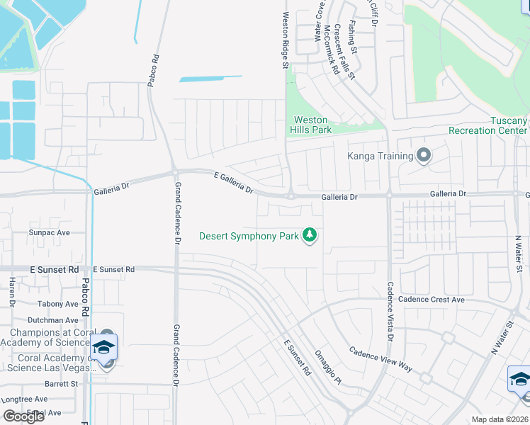 map of restaurants, bars, coffee shops, grocery stores, and more near East Galleria Drive in Henderson
