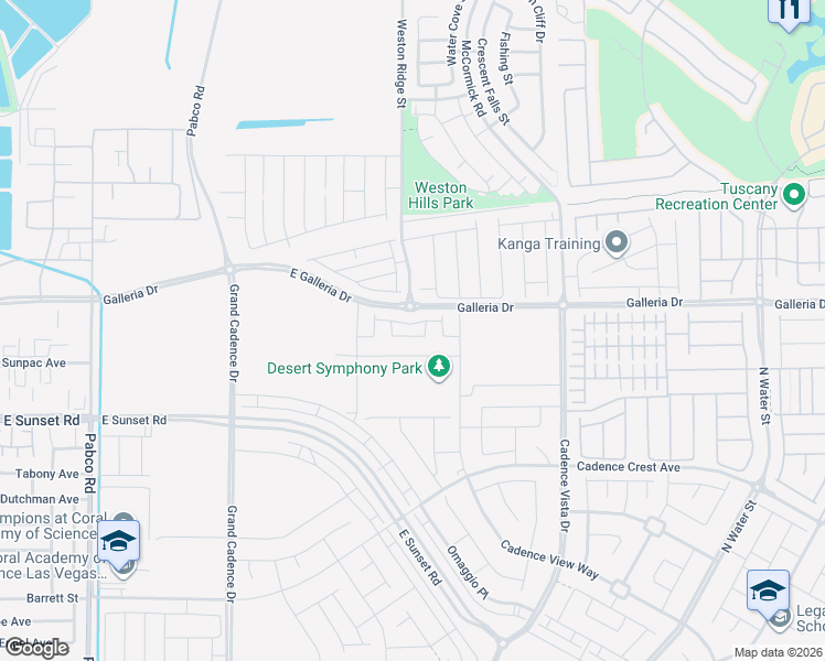 map of restaurants, bars, coffee shops, grocery stores, and more near East Galleria Drive in Henderson