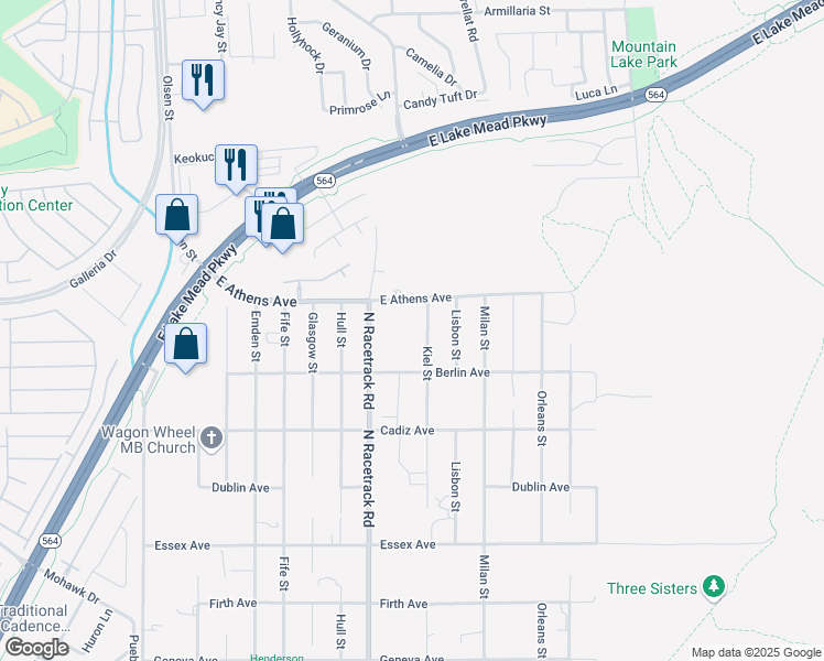 map of restaurants, bars, coffee shops, grocery stores, and more near 736 Kiel Street in Henderson
