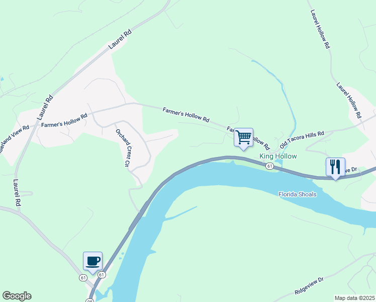 map of restaurants, bars, coffee shops, grocery stores, and more near 191 Hudson Lane in Clinton
