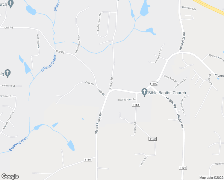 map of restaurants, bars, coffee shops, grocery stores, and more near Styers Ferry Road in Lewisville