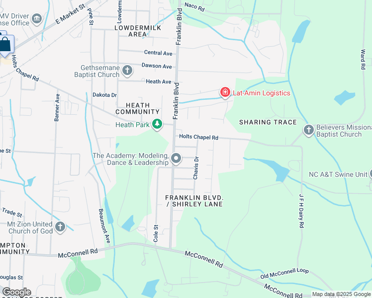map of restaurants, bars, coffee shops, grocery stores, and more near 3908 Sauls Drive in Greensboro