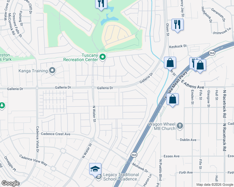 map of restaurants, bars, coffee shops, grocery stores, and more near 780 Rocky Nook Street in Henderson