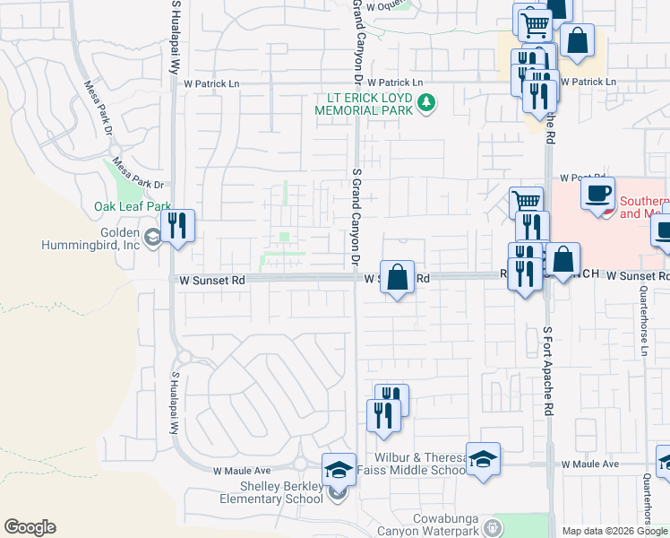 map of restaurants, bars, coffee shops, grocery stores, and more near 9839 Corliss Court in Las Vegas