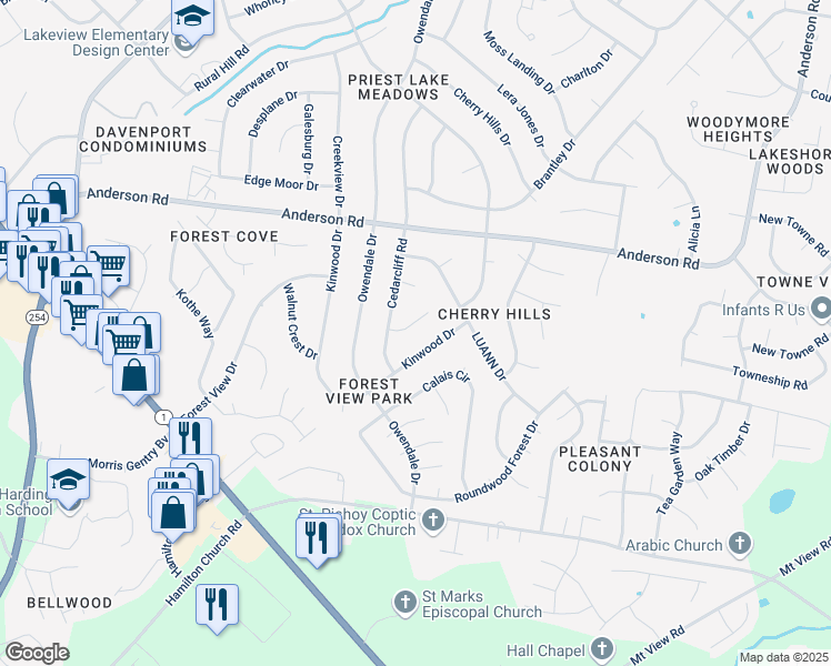 map of restaurants, bars, coffee shops, grocery stores, and more near 3013 Cedarcliff Court in Nashville