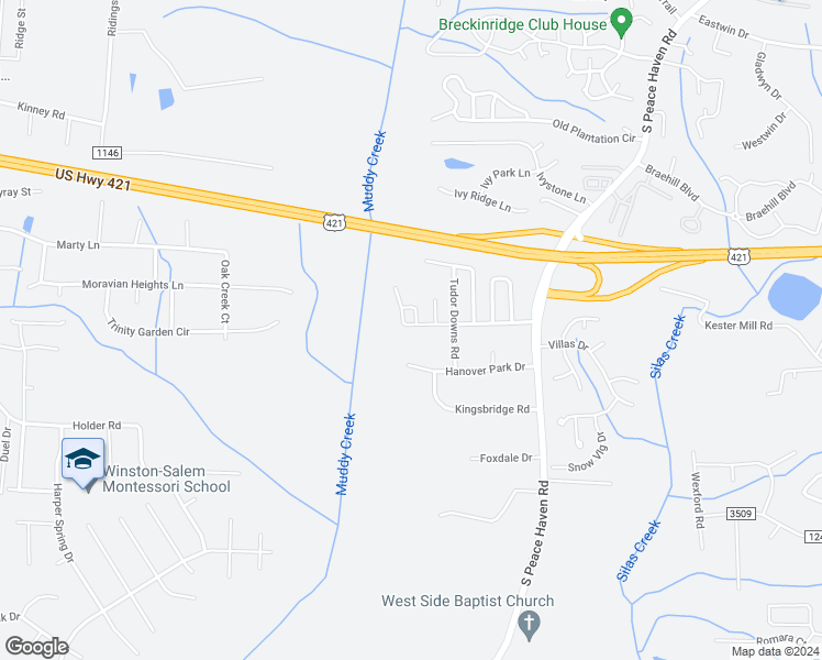 map of restaurants, bars, coffee shops, grocery stores, and more near 5710 Regent Village Drive in Winston-Salem
