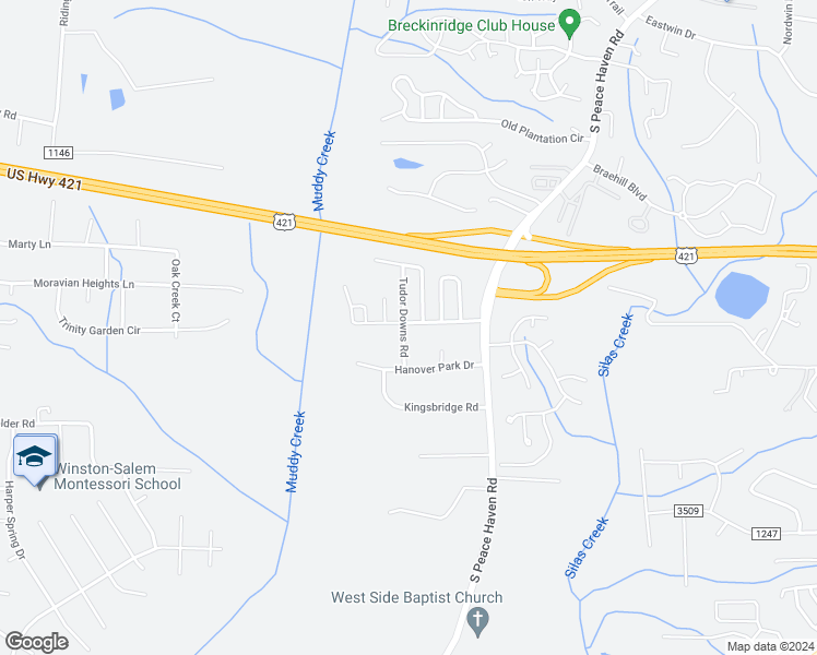 map of restaurants, bars, coffee shops, grocery stores, and more near 5570 Regent Village Drive in Winston-Salem