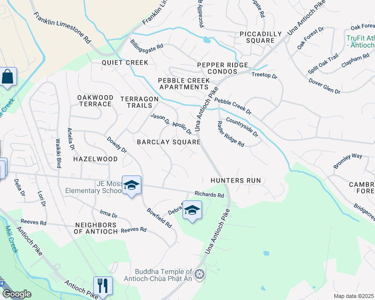 map of restaurants, bars, coffee shops, grocery stores, and more near 4817 Barclay Square Drive in Nashville