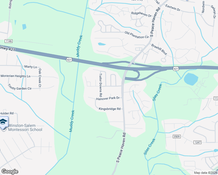 map of restaurants, bars, coffee shops, grocery stores, and more near 5510 Regent Village Drive in Winston-Salem